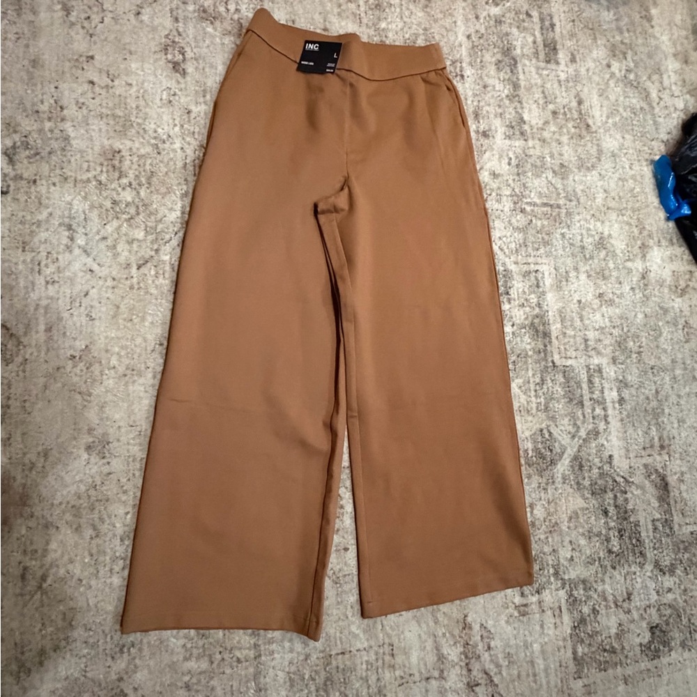 INC International Concepts Wide-Leg Pull-On Pants - Camel Brown